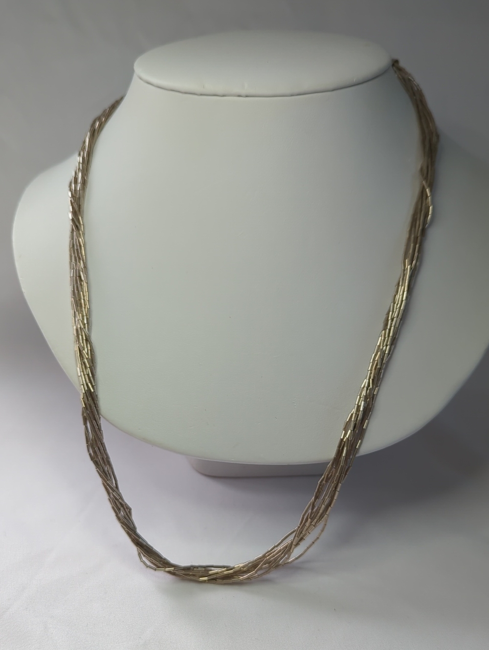 Multi-Strand Sterling Silver Bead Necklace
